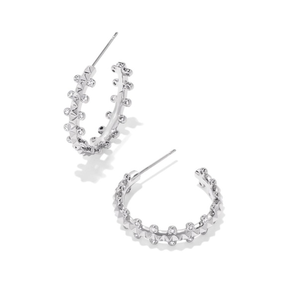 Kendra Scott Jewelry - Kendra Scott Jada Silver Small Hoop Earrings in White CZ.